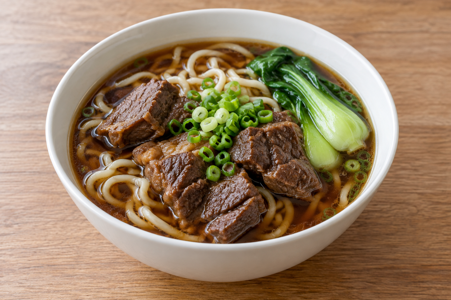 Taiwanese Beef Noodles — AI-generated food illustrations; final serving may differ.